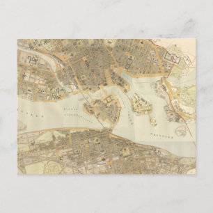Vintage Map of Stockholm (1899) Postcard