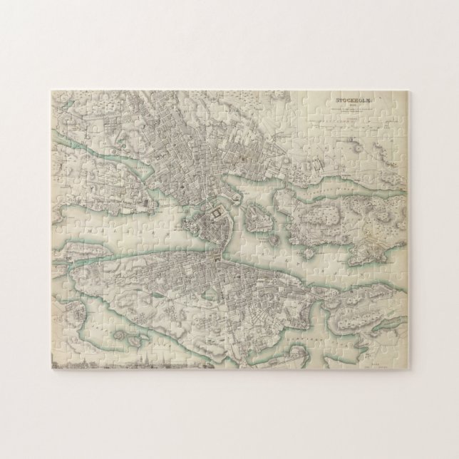 Vintage Map of Stockholm Sweden (1838) Jigsaw Puzzle (Horizontal)