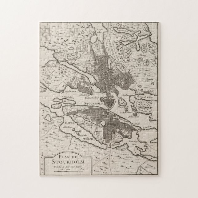 Vintage Map of Stockholm Sweden Jigsaw Puzzle (Vertical)