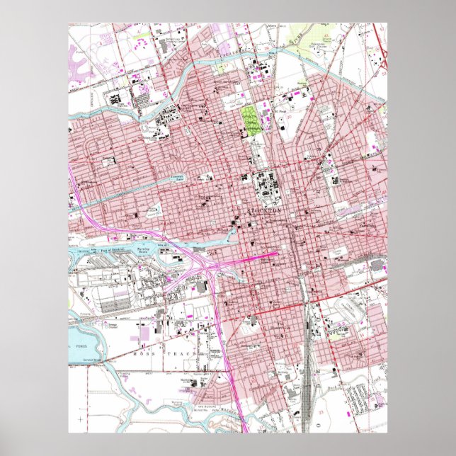 Vintage Map of Stockton California (1968) Poster (Front)