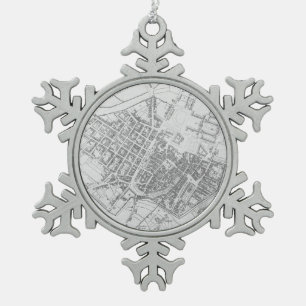 Vintage Map of Stuttgart Germany (1794) Snowflake Pewter Christmas Ornament