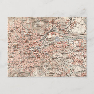 Vintage Map of Stuttgart Germany (1909) Postcard