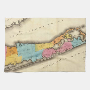 Vintage Map of Suffolk New York (1829) Tea Towel