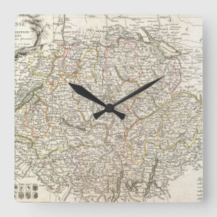 Vintage Map of Switzerland (1771) Square Wall Clock
