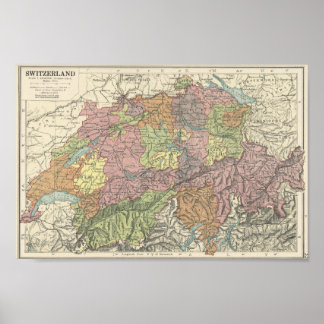 Vintage Map of Switzerland - 1920s Poster