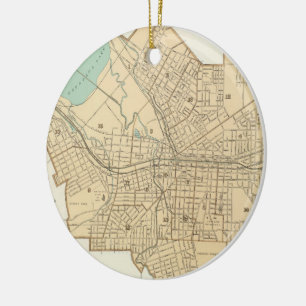 Vintage Map of Syracuse New York (1895) Ceramic Tree Decoration