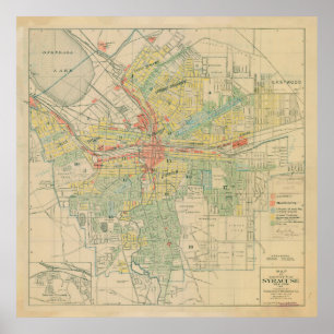 Vintage Map of Syracuse NY (1918) Poster