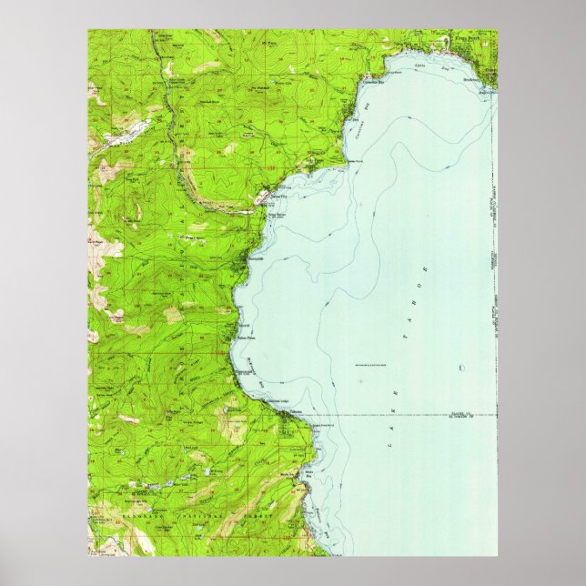 Vintage Map of Tahoe California (1955) Poster (Front)