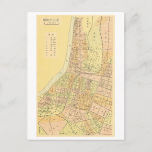 Vintage Map of Taipei, Taiwan Postcard