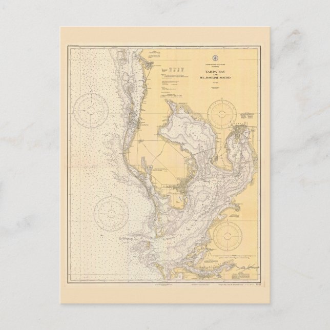 Vintage map of Tampa Bay, Florida Postcard (Front)