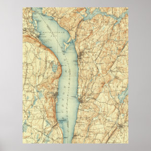 Vintage Map of Tarrytown NY & The Hudson River Poster