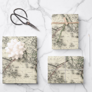 Vintage Map of Telegraph Lines Poster Wrapping Paper Sheet