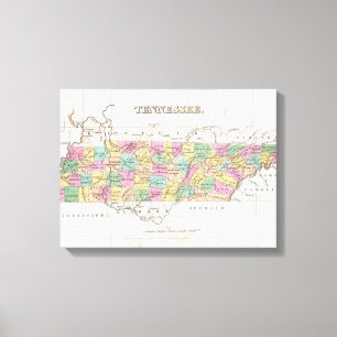 Vintage Map of Tennessee (1827) Canvas Print