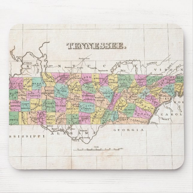 Vintage Map of Tennessee (1827) Mouse Mat (Front)