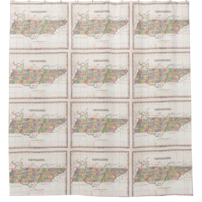 Vintage Map of Tennessee (1827) Shower Curtain (Front)