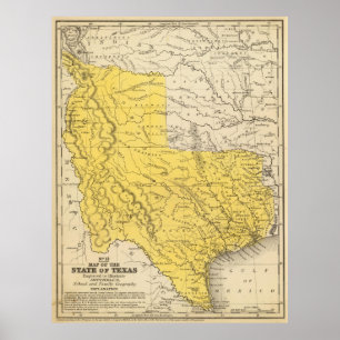 Vintage Map of Texas (1847) Poster