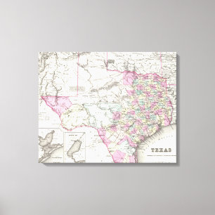 Vintage Map of Texas (1855) Canvas Print