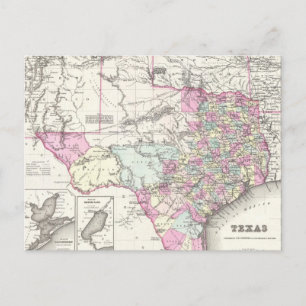 Vintage Map of Texas (1855) Postcard