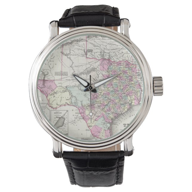 Vintage Map of Texas (1855) Watch (Front)