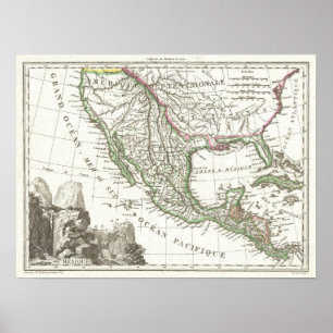 Vintage Map of Texas and Mexico Territories (1810) Poster