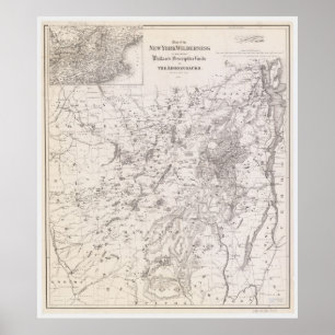 Vintage Map of the Adirondacks New York Poster