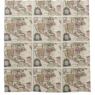 Vintage Map of The Americas (1698) Shower Curtain