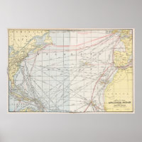 Vintage Map of The Atlantic Ocean (1901)