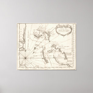 Vintage Map of The Bahamas (1764) Canvas Print