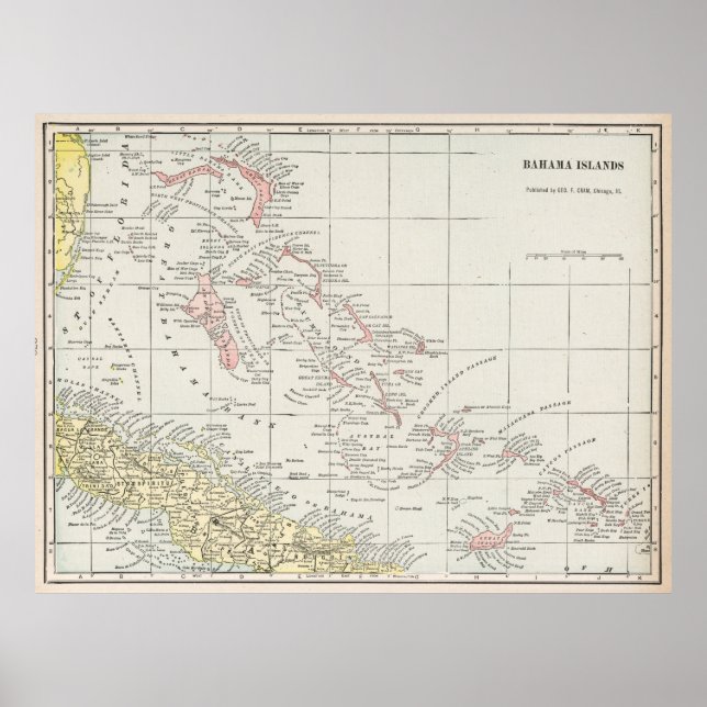 Vintage Map of The Bahamas (1901) Poster (Front)