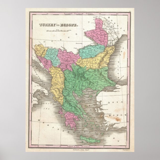 Vintage Map of The Balkans (1827) Poster (Front)