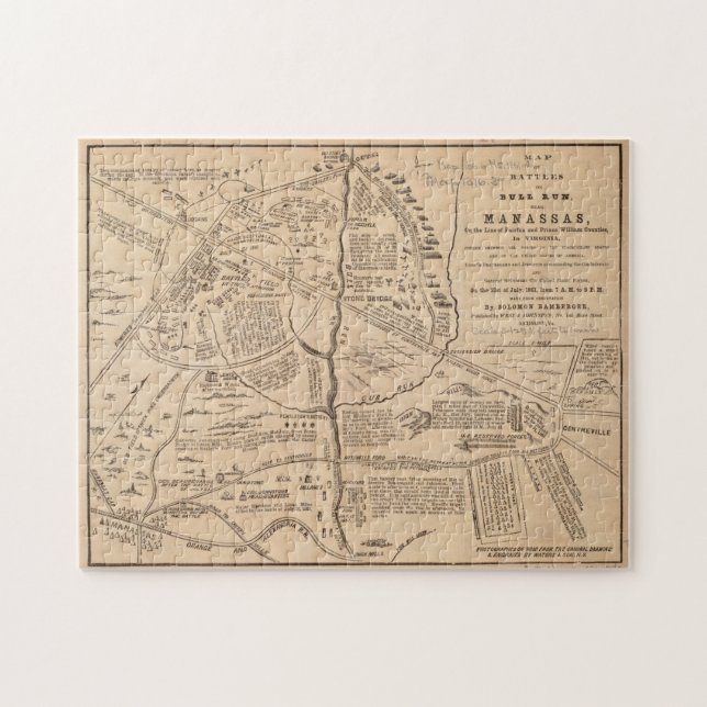 Vintage Map of The Battle of Bull Run (1861) Jigsaw Puzzle (Horizontal)