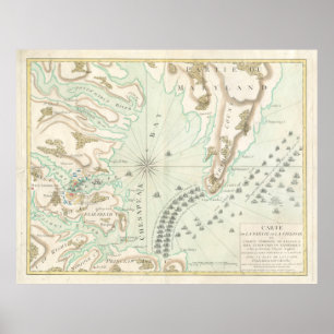Vintage Map of The Battle of Yorktown (1781) Poster