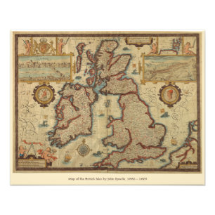 Vintage Map of the British Isles, 1552 – 1629 Photo Print