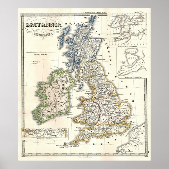 Vintage Map of The British Isles (1855) Poster (Front)