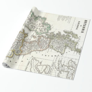 Vintage Map of The British Isles (1865) Wrapping Paper