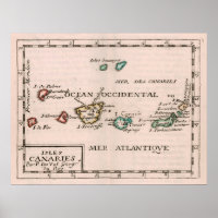 Vintage Map of The Canary Islands (1682)