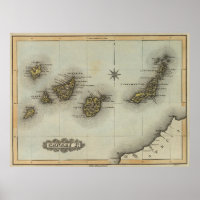 Vintage Map of The Canary Islands (1823)