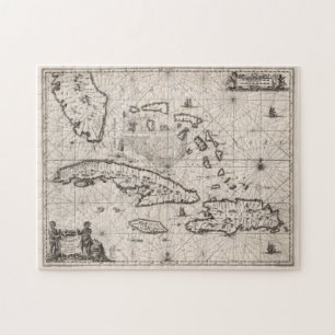 Vintage Map of The Caribbean (1650) Jigsaw Puzzle