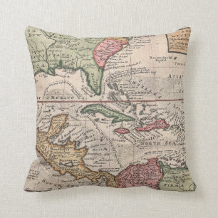 Vintage Map of the Caribbean (1732) Cushion