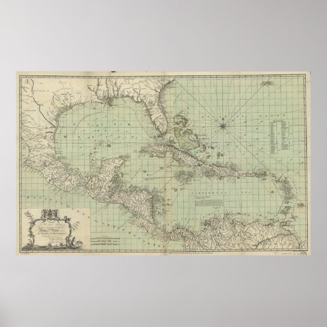 Vintage Map of The Caribbean (1774) Poster (Front)