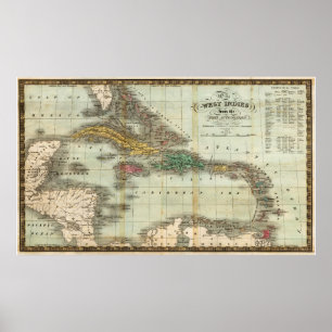 Vintage Map of The Caribbean (1834) Poster