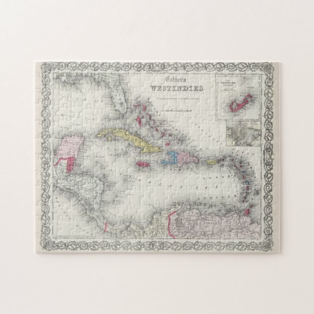 Vintage Map of The Caribbean (1865) Jigsaw Puzzle (Horizontal)