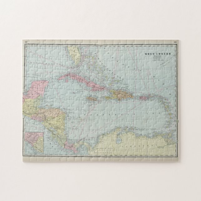 Vintage Map of The Caribbean (1889) Jigsaw Puzzle (Horizontal)