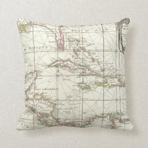 Vintage Map of the Caribbean Cushion