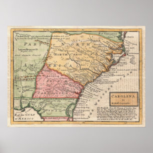 Vintage Map of the Carolinas (1746) Poster