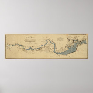 Vintage Map of The Charles River (1894) Poster