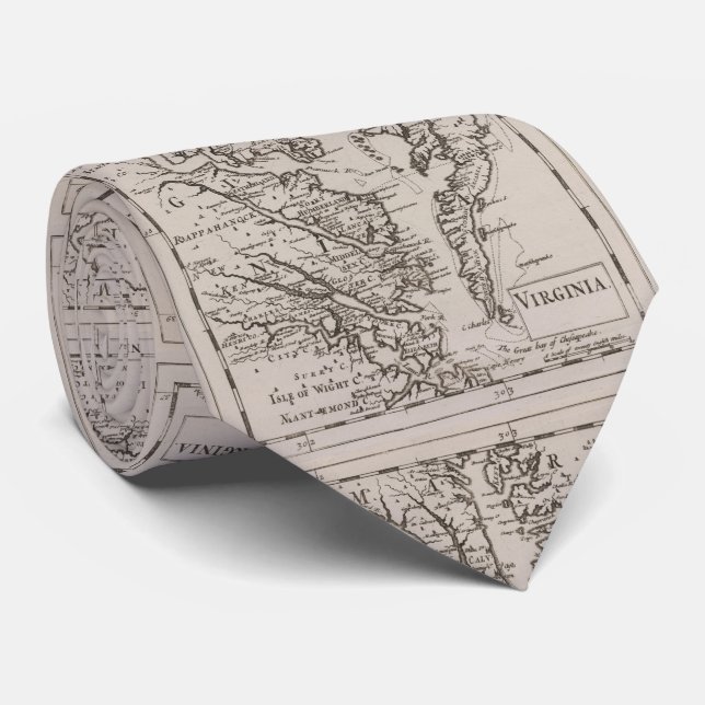 Vintage Map of The Chesapeake Bay (1681) Tie (Rolled)