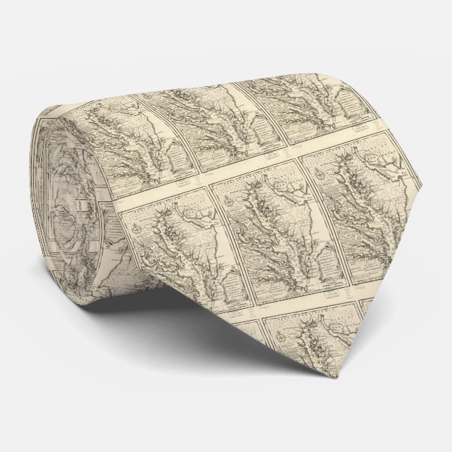 Vintage Map of The Chesapeake Bay (1752) Tie (Rolled)