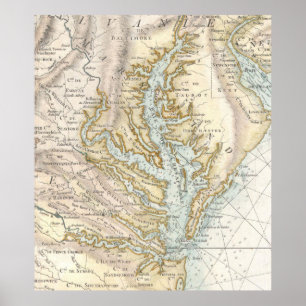 Vintage Map of The Chesapeake Bay(1778) 2 Poster