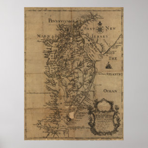 Vintage Map of The Chesapeake Bay (1778) Poster